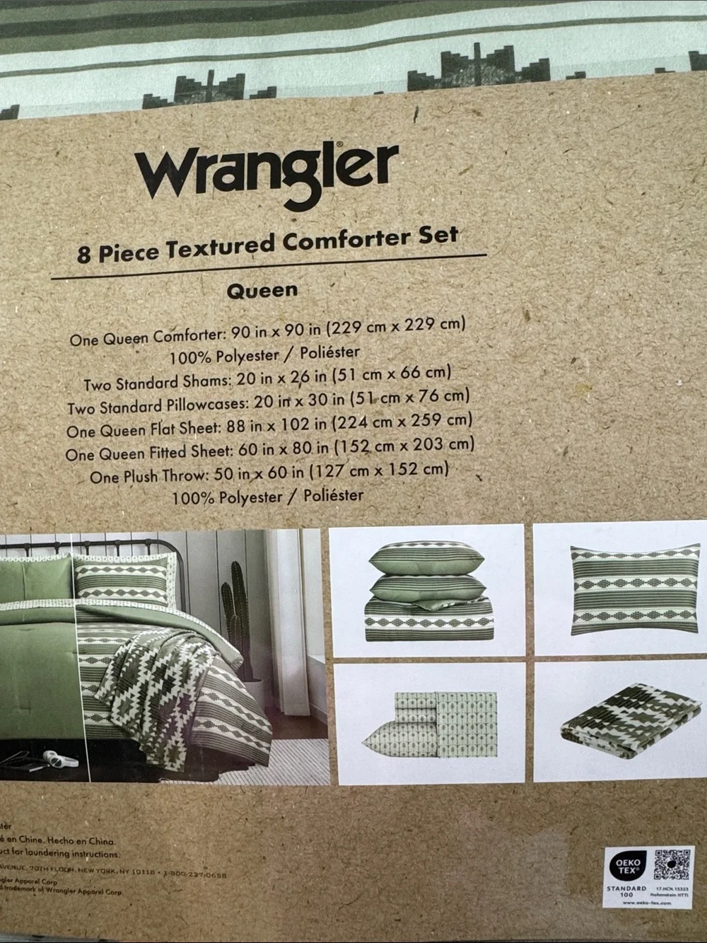 Wrangler Queen Size 8 Piece Comforter Set Green Desert Mirage Steer Head Stripe